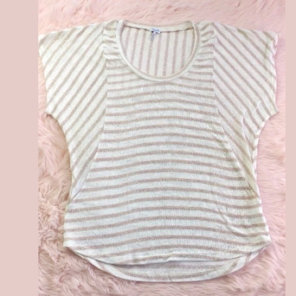 Splendid Metallic Gold Knit Raglan Top S